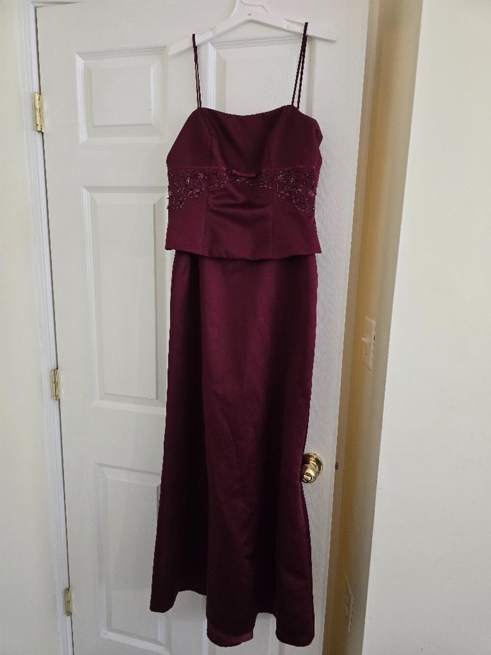 David's Bridal Wine Red Bridesmaid Dress